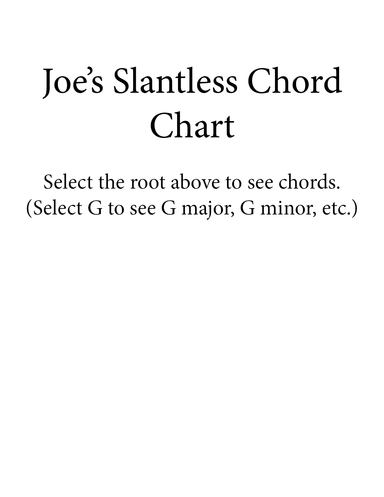 Joe's Slantless Chord Chart TAB - Portrait